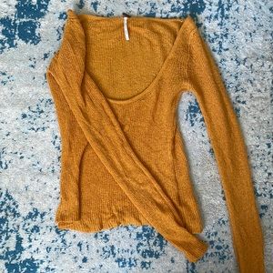 Free People Women’s Cashmere Wool Blend Orange Lightweight Sweater